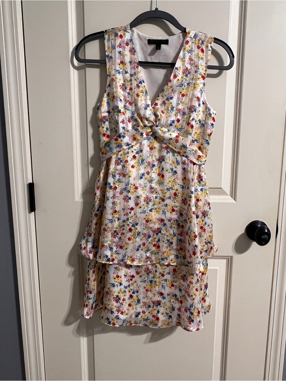 Banana Republic White Floral Tie-Front Layered Dress